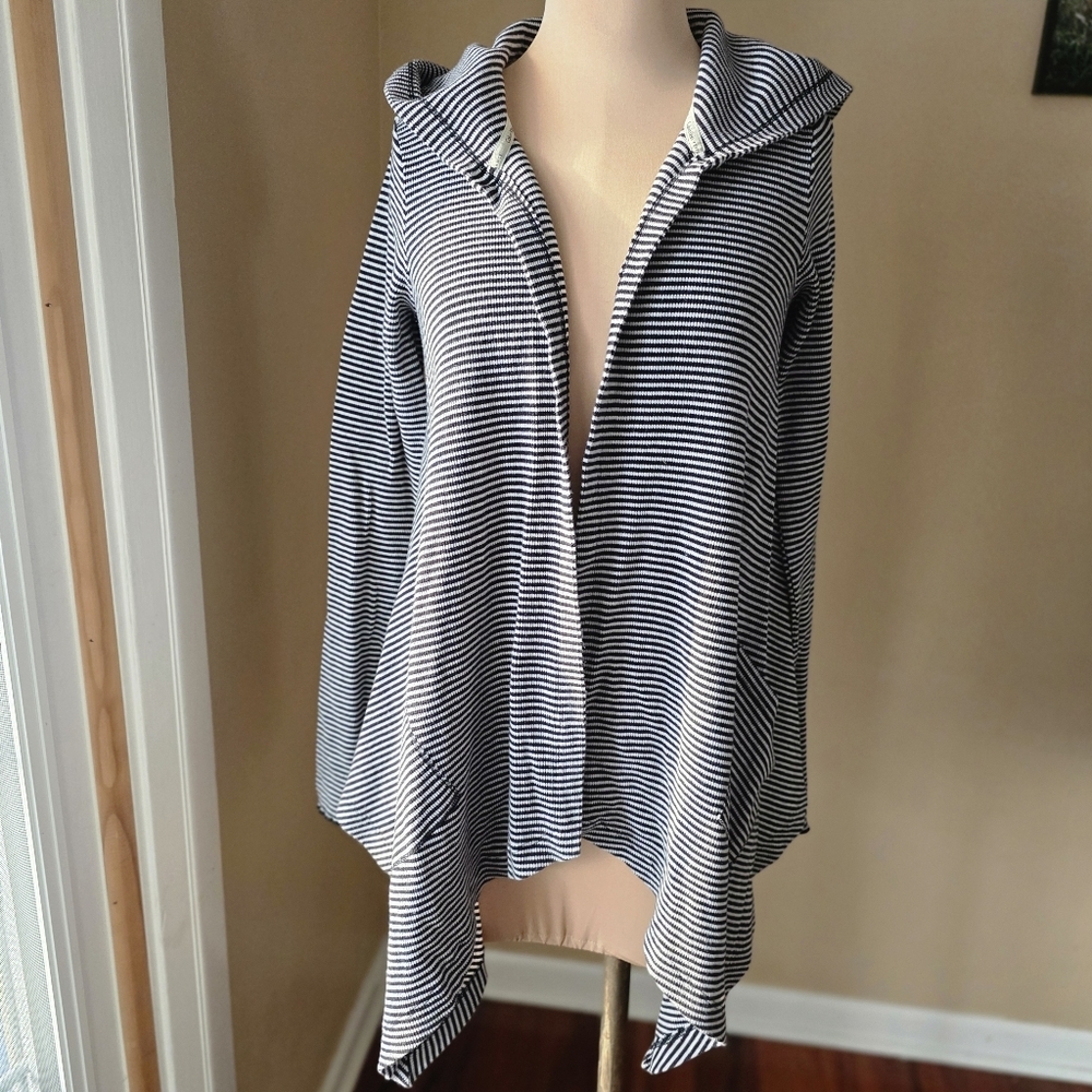 Calvin Klein Performance Black & White Waffle Knit Hooded Cardigan Size Small